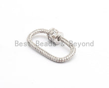 Load image into Gallery viewer, CZ Micro Pave Oval Shape Clasp, Gold/Rose gold/Gunmetal/Silver Plated Clasp, 15x29mm, sku#H144
