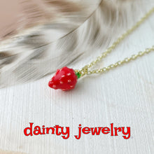 Load image into Gallery viewer, Strawberry Necklace Gold Dainty Fruit Jewelry Cute Minimal Pendant