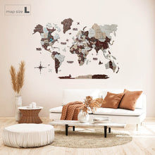 Load image into Gallery viewer, 3D Wooden World Map Cappuccino (for US only)