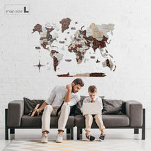 Load image into Gallery viewer, 3D Wooden World Map Cappuccino (for US only)