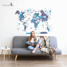 Load image into Gallery viewer, 3D Wooden World Map Ocean