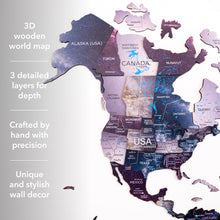 Load image into Gallery viewer, 3D Wooden World Map Sirius