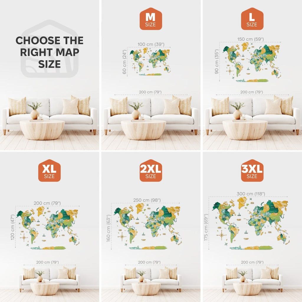 3D Wooden World Map Surface
