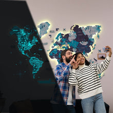 Load image into Gallery viewer, 3D LED / LUMINOUS Wooden World Map 3.0 Ocean