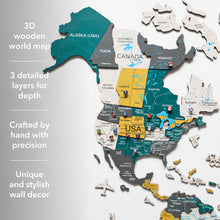 Load image into Gallery viewer, 3D Wooden World Map Country