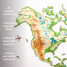 Load image into Gallery viewer, 3D Wooden World Map Physical