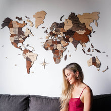 Load image into Gallery viewer, Wall Decor Bundle: 3D Wooden World Map with Flag Pins