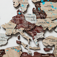 Load image into Gallery viewer, 3D Wooden World Map Cappuccino (for US only)