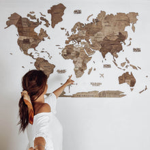 Load image into Gallery viewer, Wall Decor Bundle: 3D Wooden World Map with Flag Pins