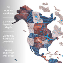 Load image into Gallery viewer, 3D Wooden World Map Dune