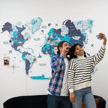 Load image into Gallery viewer, 3D LED / LUMINOUS Wooden World Map 3.0 Ocean