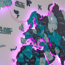 Load image into Gallery viewer, 3D LED / LUMINOUS Wooden World Map 3.0 Ocean