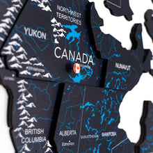 Load image into Gallery viewer, 3D Wooden World Map Midnight