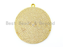 Load image into Gallery viewer, 30mm/43mm CZ Fully Micro Pave Large Disc Pendant, Silver/Gold/Rose Gold/Gunmetal Tone, Cubic Zirconia Big Pave Disc Charm Pendant, sku#B3