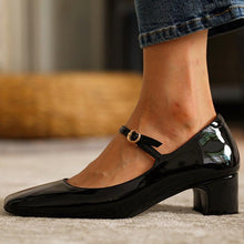 Load image into Gallery viewer, Women's Mid-Heel Square-Toe Pumps | Plus-Size Buckle Mule Shoes