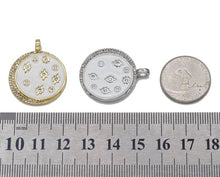 Load image into Gallery viewer, Silver Gold CZ Enamel Cresent Moon Star Coin Charm, Sku#LK698
