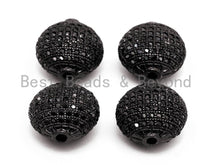 Load image into Gallery viewer, Black CZ Pave On Black Micro Pave Flat Oval Spacer Beads with Black Crystal for Bracelet/Necklace, Spacer Beads 14x14x9mm, sku#G327