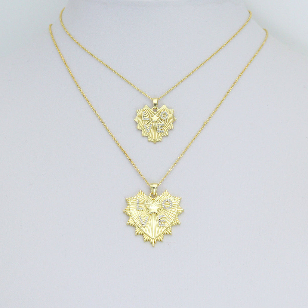 CZ Love Star Heart Charm Pendant, Sku#LX792