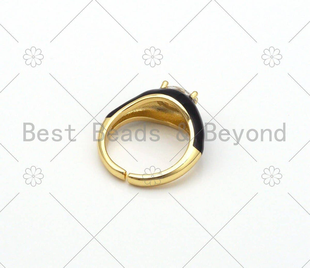 Colorful Enamel With Oval CZ Adjustable Ring,Sku#X250