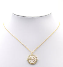 Load image into Gallery viewer, Gold White Enamel with round CZs Coin Charm, Sku#LX151