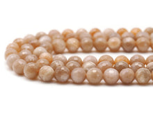 Load image into Gallery viewer, Genuine Peach Moonstone Round Faceted Beads, Sku#U1398