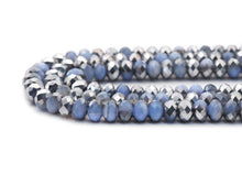 Load image into Gallery viewer, Natural Half Silver Plated Blue Banded Agate Rondelle Faceted Beads, Sku#UA291