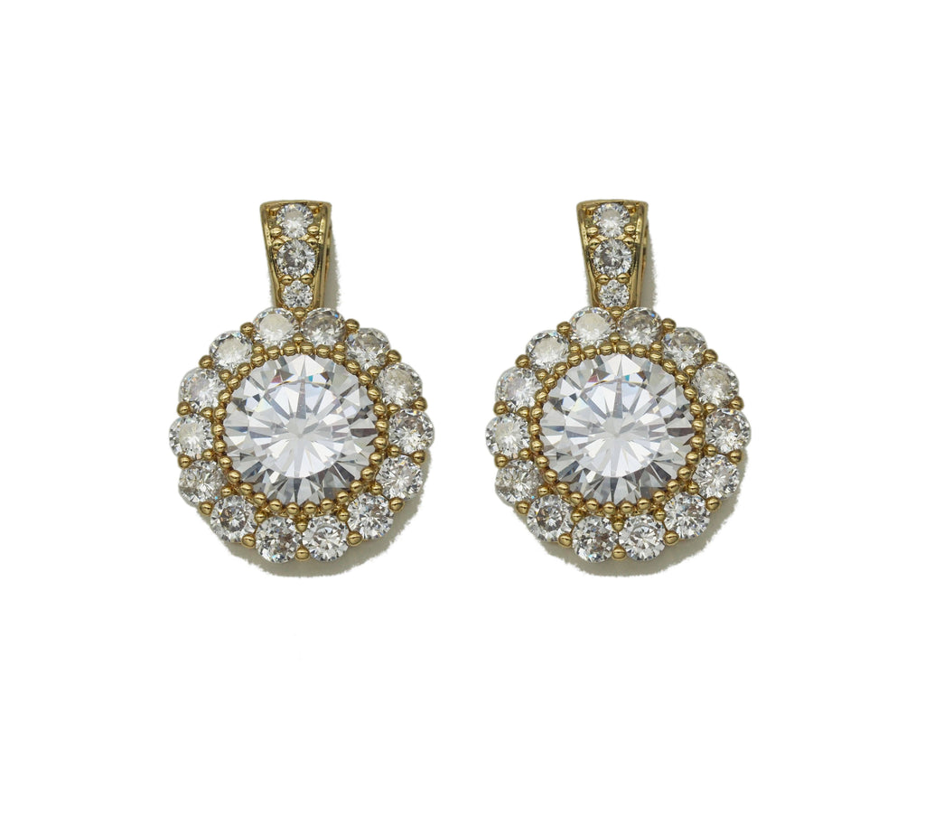 Large Round CZ Flower Charm, Sku#LK664
