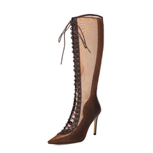 Load image into Gallery viewer, Women's Over-the-Knee Stiletto Sandals | Lace-Up High Heel Boots | Leopard Print &amp; Solid Colors