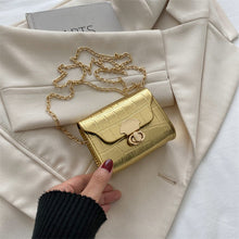 Load image into Gallery viewer, Mini Chain Shoulder Bag – Women's PU Leather Crossbody Bag | Black, Silver &amp; Gold