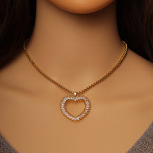 Load image into Gallery viewer, Baguette CZ Gold Open Heart Charm, Sku#LX213