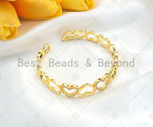 Load image into Gallery viewer, CZ Micro Pave Gold Heart Link Bracelet SKU#LD85