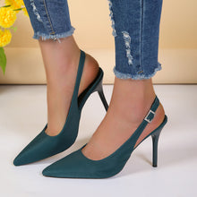 Load image into Gallery viewer, Women's Pointed Toe Buckle Stiletto Sandals | PU Upper Open-Toe High Heels