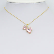 Load image into Gallery viewer, Double Pink Heart Gold Charm Pendant, Sku#LK1074