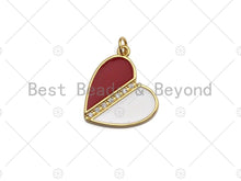 Load image into Gallery viewer, 18K Gold CZ Pave Heart Charm/Penant, White Red Black Heart Charm, CZ Pave heart charm, 20x21mm, sku#LK34