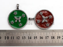 Load image into Gallery viewer, 35mm LARGE Enamel Colorful Round With Flower Butterfly Penda