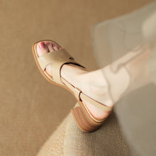 Load image into Gallery viewer, Women's Square Toe Open Toe Sandals – Buckle Strap Microfiber Flats
