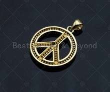Load image into Gallery viewer, 18k Dainty Gold Peace Sign on Round Ring Shape Charms, Dainty Charms, Gold Pendant, Round Ring Necklace Charms, 20x23mm, Sku#LK175