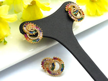 Load image into Gallery viewer, Rainbow Twin Circles  Stud Earring, J132