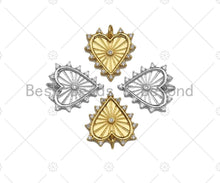 Load image into Gallery viewer, CZ Micro Pave Radial Heart Shape Pendant/Charm,Cubic Zirconia Gold/Silver Charm, Necklace Bracelet Charm Pendant, 19x20mm, Sku#L385