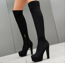 Load image into Gallery viewer, Women's Over-the-Knee Boots | Chunky Block Heel Round Toe | PU Leather &amp; Suede