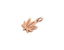 Load image into Gallery viewer, Clear CZ Gold Maple Leaf Charm Pendant, Sku#Z492
