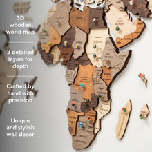 Load image into Gallery viewer, 3D Wooden World Map Multicolor