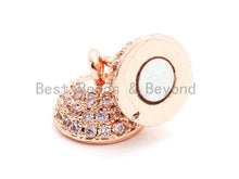 Load image into Gallery viewer, 8mm/10mm/12mm/14mm/16mm CZ Micro Pave  Strong Magnetic Round Clasp, Cubic Zirconia Magnetic Clasp, Gold Rose Gold Clasp, sku#H55