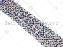 Load image into Gallery viewer, Mystic AB White Tibetan Football Agate Round Faceted Beads, 8mm/10mm/12mm Beads, 15.5'' Full Strand, Sku#UA231