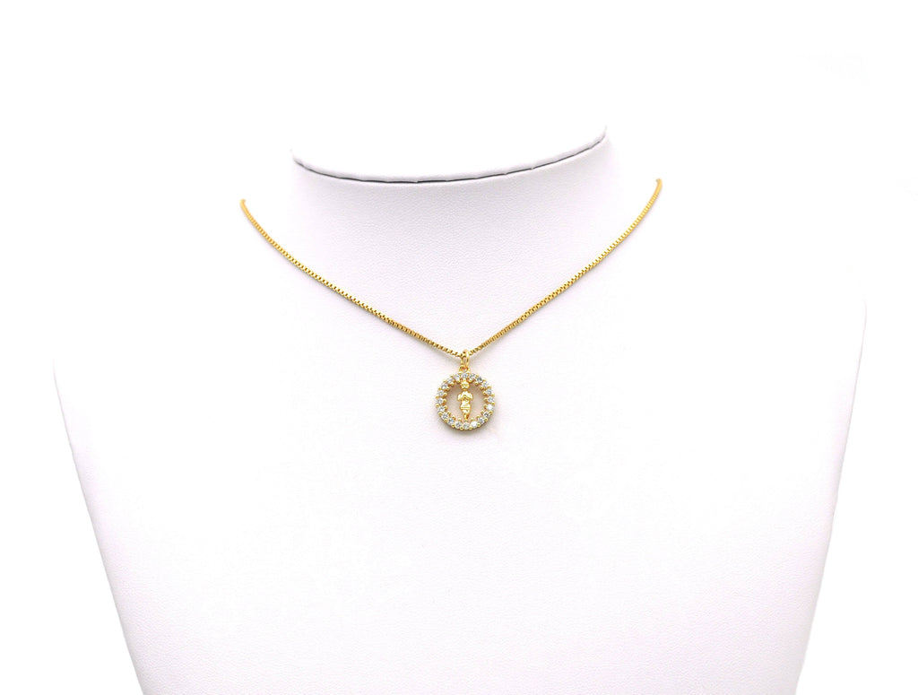 CZ Round Ring with Lady Charm, Sku#JL70