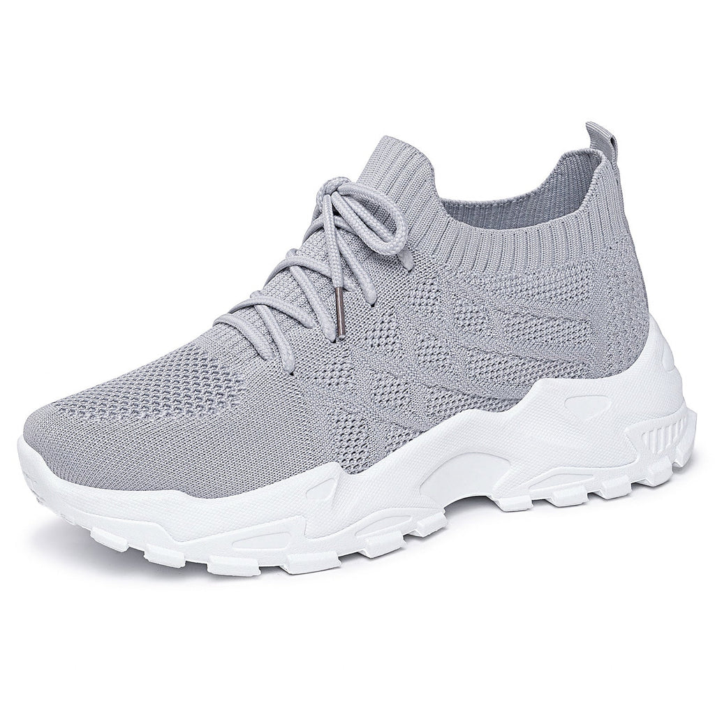 Women's Height Increasing Sneakers | Flyknit Dad Shoes with Padded Comfort Sole & Mesh Lining