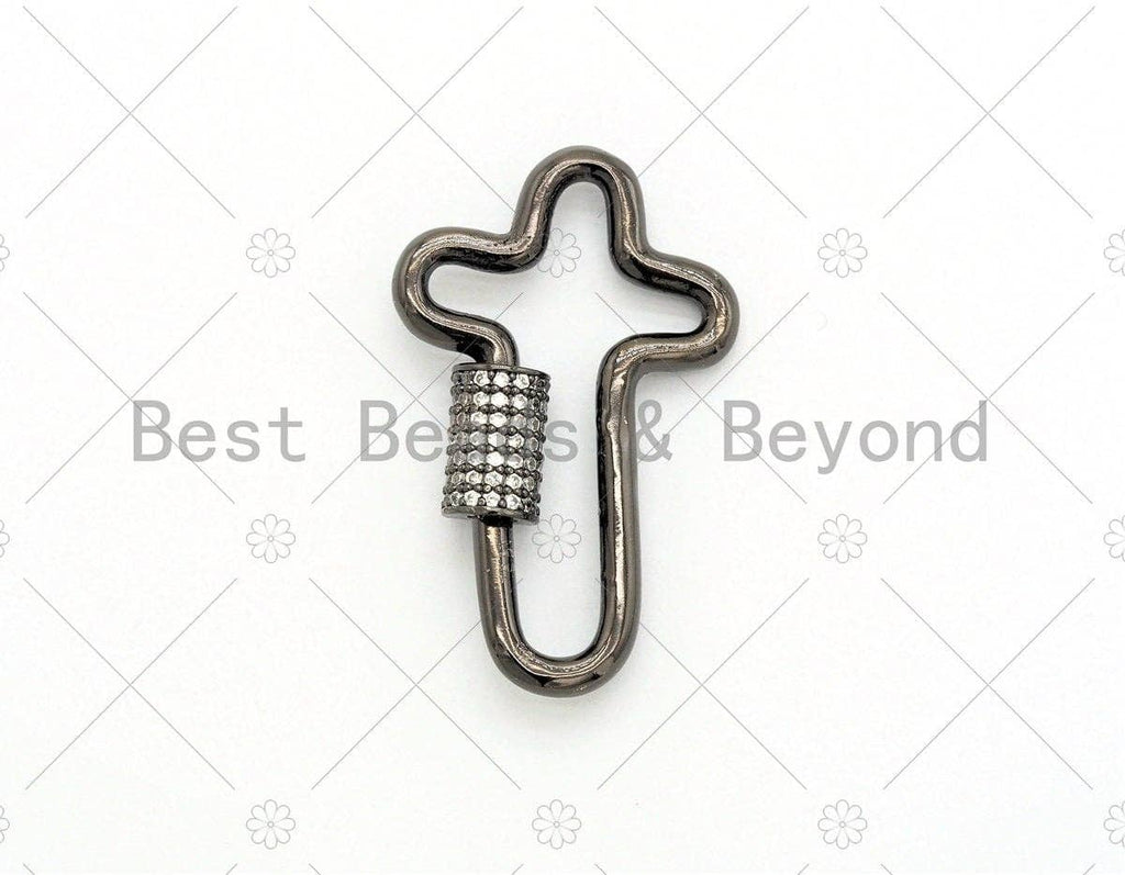 CZ Micro pave Cross Clasp, Gold/Rose gold/Black/Silver, Carabiner Claps, 20x32mm, Fashion Jewelry, sku#H132