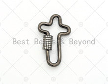 Load image into Gallery viewer, CZ Micro pave Cross Clasp, Gold/Rose gold/Black/Silver, Carabiner Claps, 20x32mm, Fashion Jewelry, sku#H132