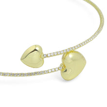 Load image into Gallery viewer, Gold CZ Tennis Chain Heart End Adjustable Necklace, Sku#A455