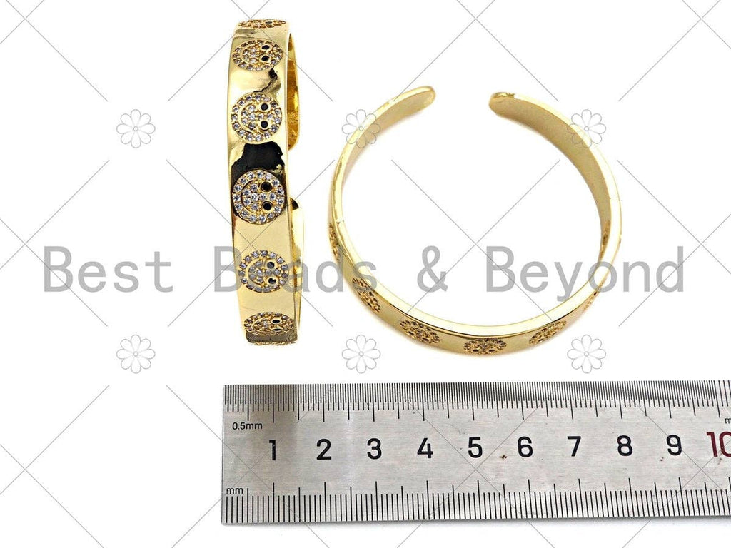 Pave Smiley Face Open Cuff Bracelet, LK353